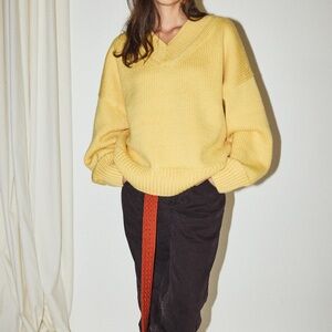 Misha & Puff Yellow V-Neck Sweater L/XL